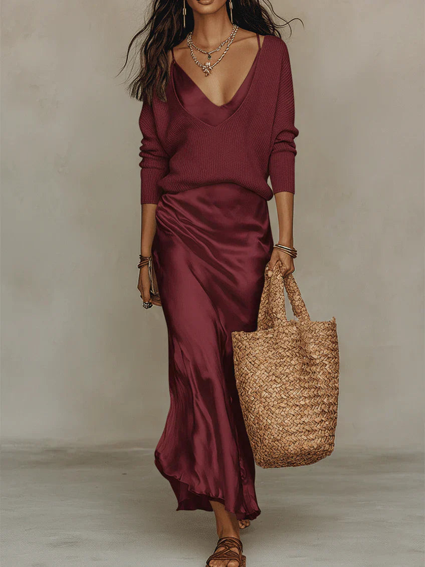 Solène | Slip dress & knitted set