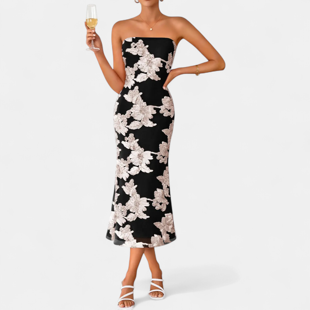 ELEANOR™ – 3D Floral Off-Shoulder Bandeau Dress