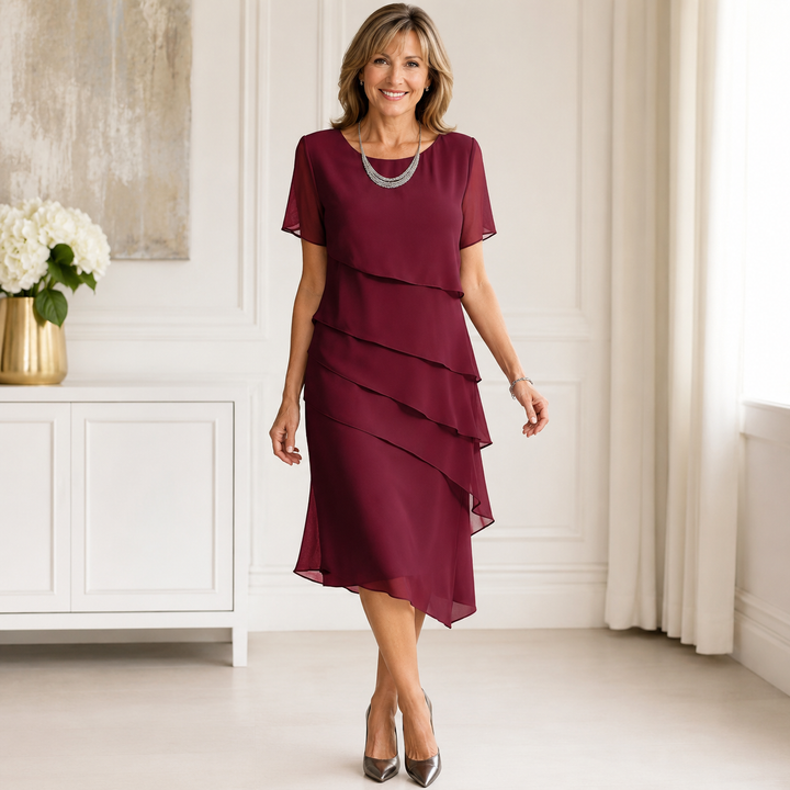 Camille™ | Layered Elegance Midi Dress