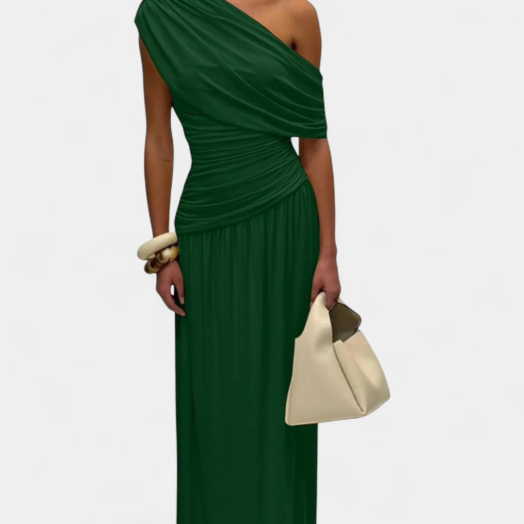 VALENTINA™ – Sexy Asymmetric Pleated Midi Dress